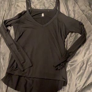 black blouse with cut out shoulders